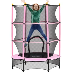 Cama elástica Jump Homcom entrada con cremallera y red de seguridad Ø140x190 cm