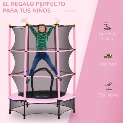 Cama elástica Jump Homcom entrada con cremallera y red de seguridad Ø140x190 cm