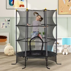 Cama elástica Sky Homcom puerta con cremallera + bordes acolchados Ø163x190 cm