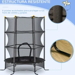 Cama elástica Sky Homcom puerta con cremallera + bordes acolchados Ø163x190 cm
