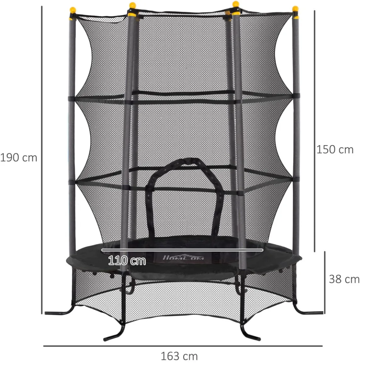 Cama elástica Sky Homcom puerta con cremallera + bordes acolchados Ø163x190 cm