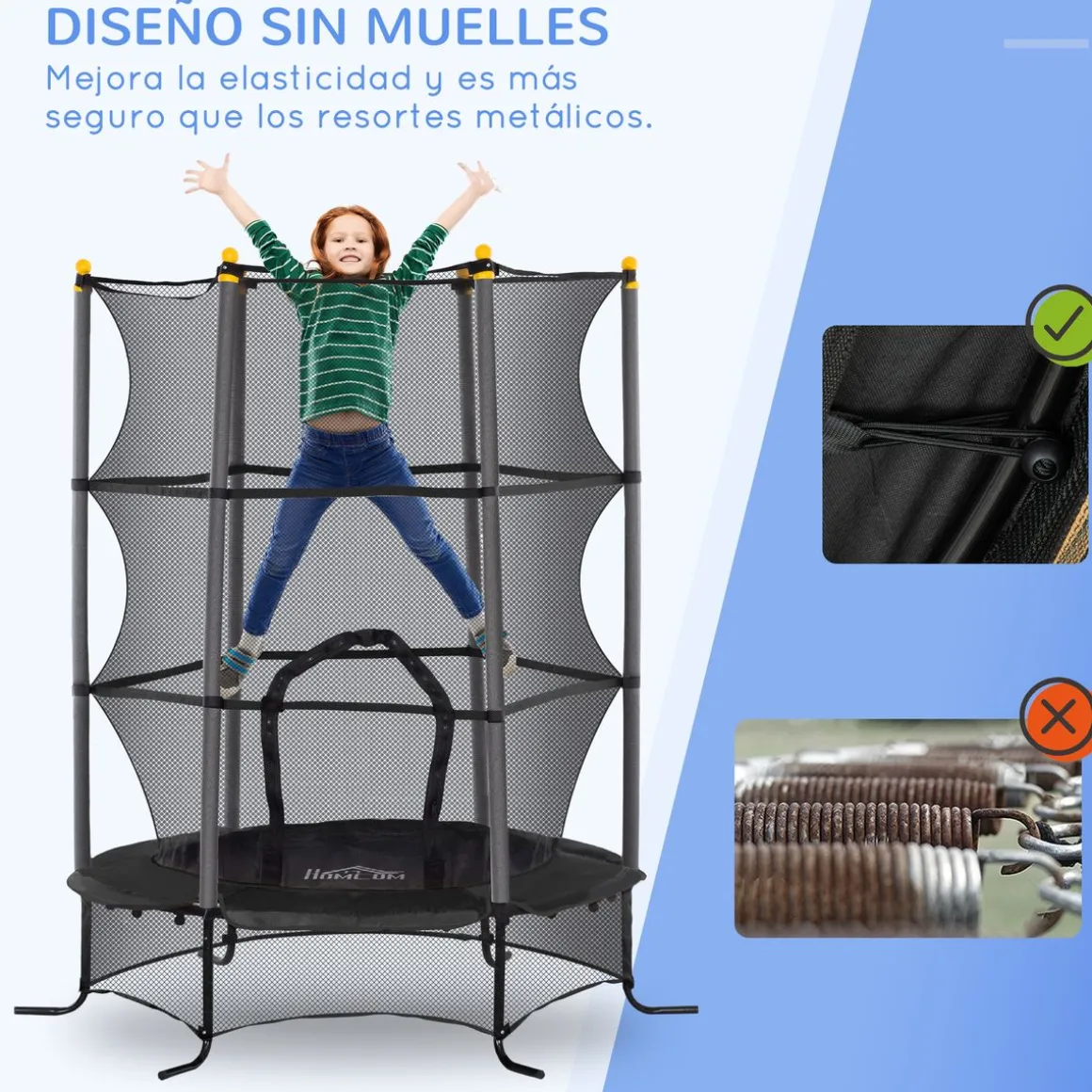 Cama elástica Sky Homcom puerta con cremallera + bordes acolchados Ø163x190 cm