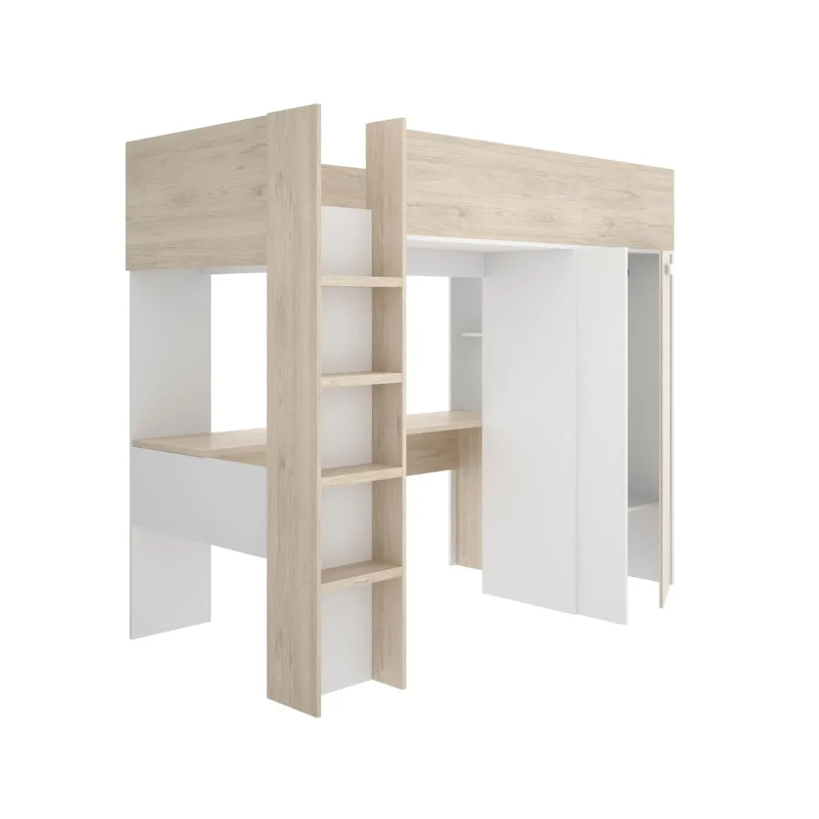 Cama estudio Spylo con mesa de estudio + armario natural 177x205x112 cm