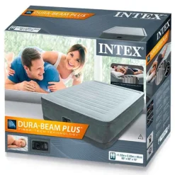Cama hinchable Comfort plush Intex 2 personas con bomba eléctrica 46x152x203 cm