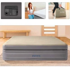 Cama hinchable Dura-Beam Plus Intex 2 usuarios con hinchador crema 51x152x203 cm