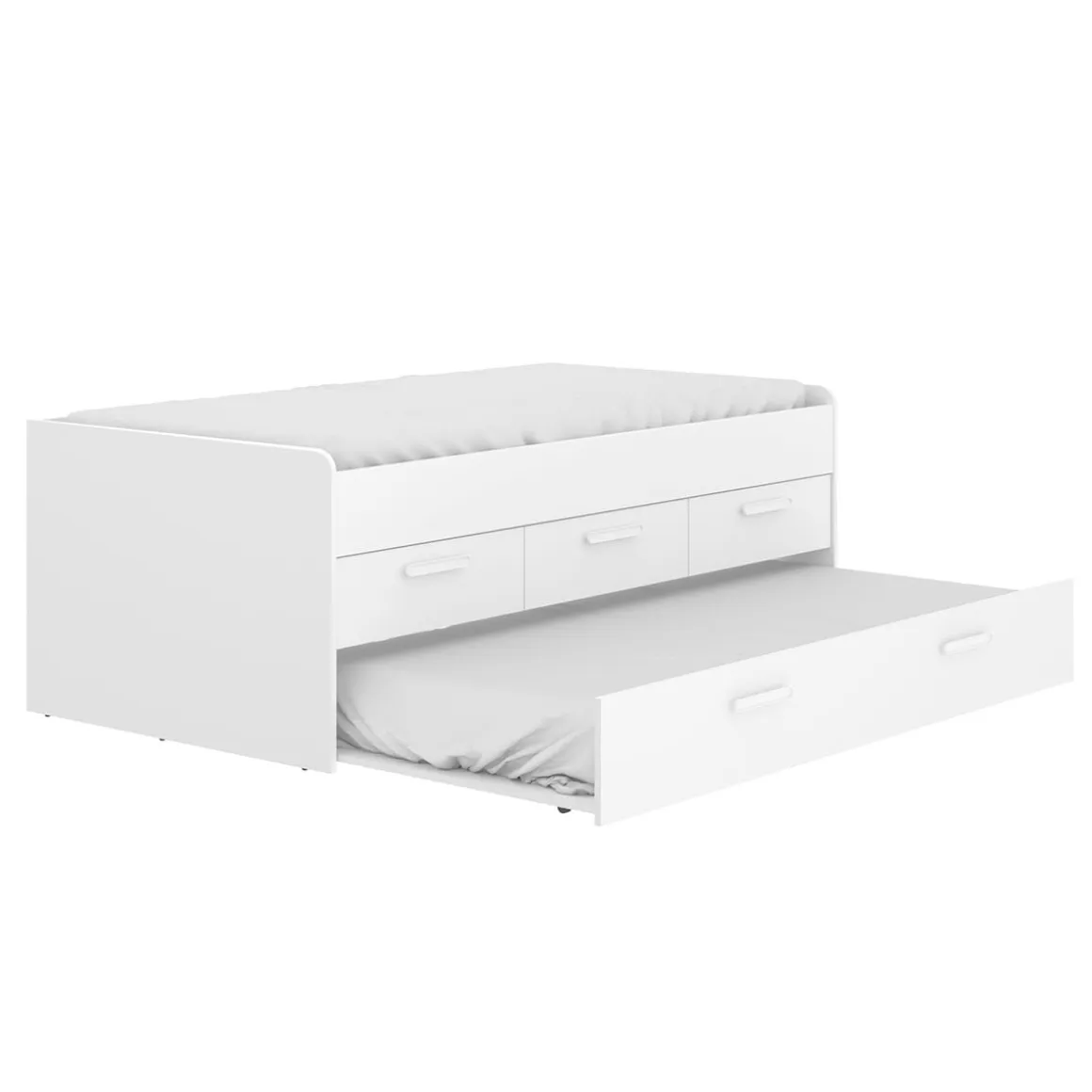 Cama nido Leka con 3 cajones blanco 68x194x95 cm