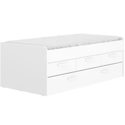 Cama nido Leka con 3 cajones blanco 68x194x95 cm