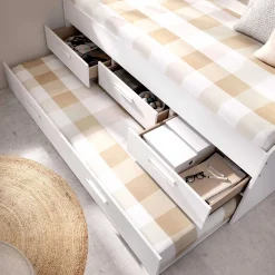 Cama nido Leka con 3 cajones blanco 68x194x95 cm