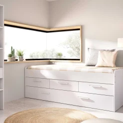 Cama nido Leka con 3 cajones blanco 68x194x95 cm