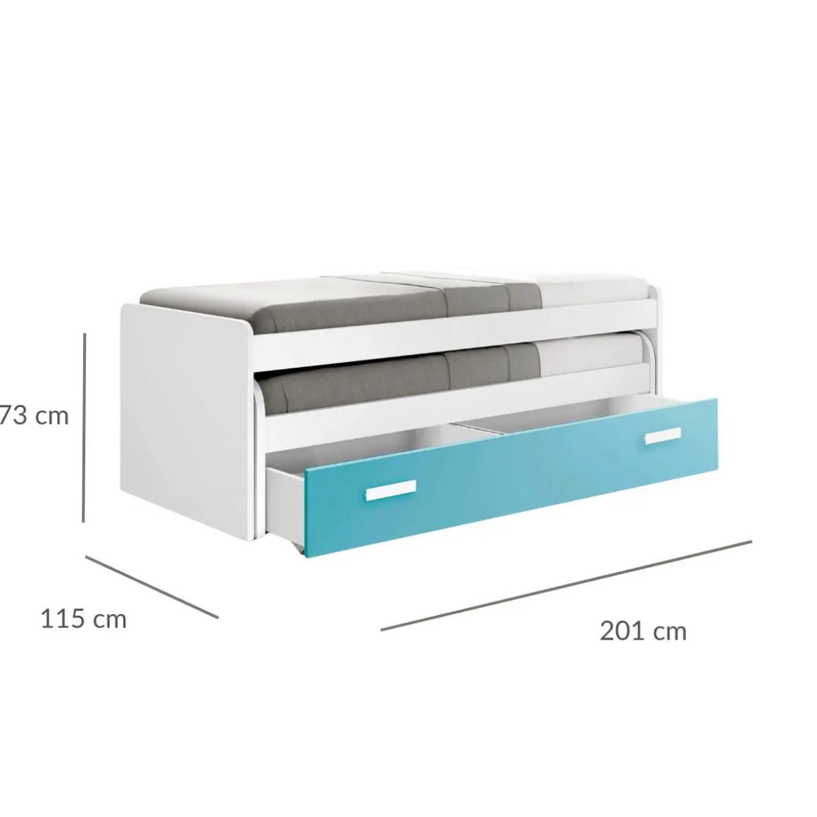 Cama nido Manuela con 2 cajones 73x201x115 cm