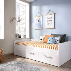 Cama nido Mek 3 cajones blanco 60x194x97 cm