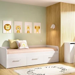 Cama nido Mek 3 cajones blanco 60x194x97 cm