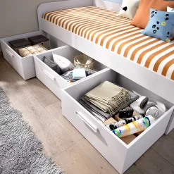 Cama nido Mek 3 cajones blanco 60x194x97 cm