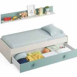 Cama nido+estante superior Snuba blanco Alpes/verde acqua