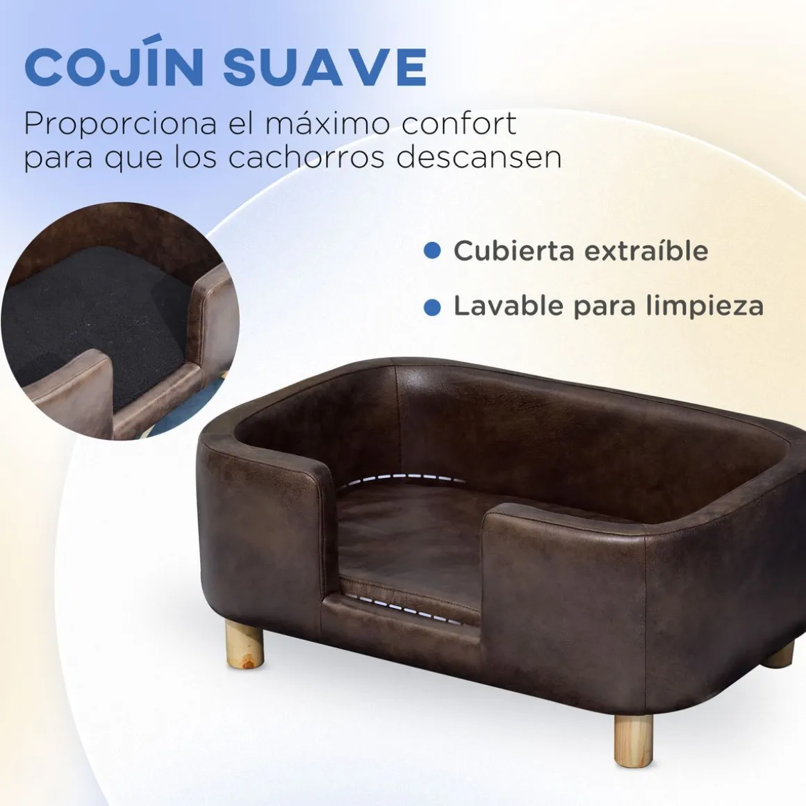 Cama para mascotas Chester Pawhut marrón 31x74x48,5 cm