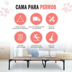 Cama para mascotas elevada PawHut marrón 23x122x92 cm