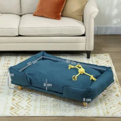 Cama para perros Lucky cojín extraíble azul 24x80x66 cm