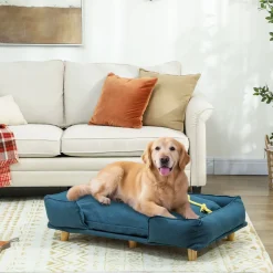 Cama para perros Lucky cojín extraíble azul 24x80x66 cm
