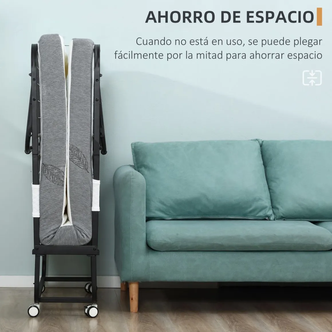 Cama plegable Rilo Homcom portátil con colchón blanco 42,5x200x80 cm