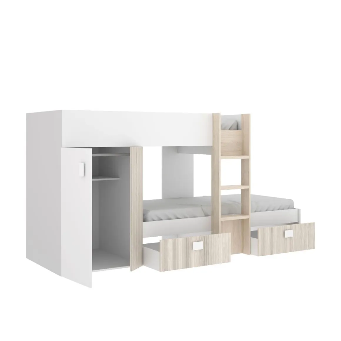 Cama tren con armario y 2 cajones Groe 150x271x111 cm