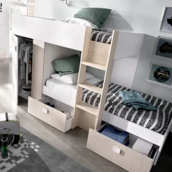 Cama tren con armario y 2 cajones Groe 150x271x111 cm
