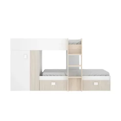 Cama tren con armario y 2 cajones Groe 150x271x111 cm