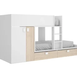 Cama tren Matt 2 camas con armario y 2 cajones 150x275x108 cm