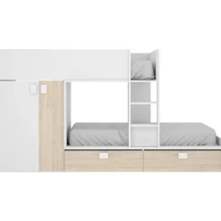 Cama tren Matt 2 camas con armario y 2 cajones 150x275x108 cm