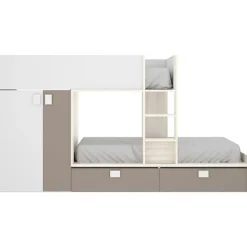 Cama tren Matt 2 camas con armario y 2 cajones 150x275x108 cm