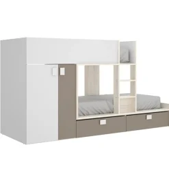 Cama tren Matt 2 camas con armario y 2 cajones 150x275x108 cm