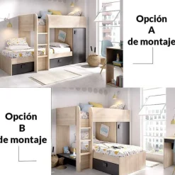 Cama tren Move con 2 camas y 2 opciones de montaje 150x255x112 cm