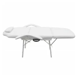 Camilla de esteticista con bolsa de transporte cuero sintético blanco 76x78x185 cm