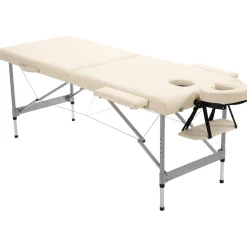 Camilla de masaje Homcom plegable con altura ajustable beige 62-83x186x71 cm