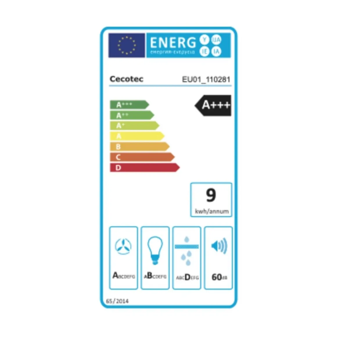 Campana extractora Cecotec Bolero Flux TLT 604000 con 3 velocidades 415 m³/h A inox