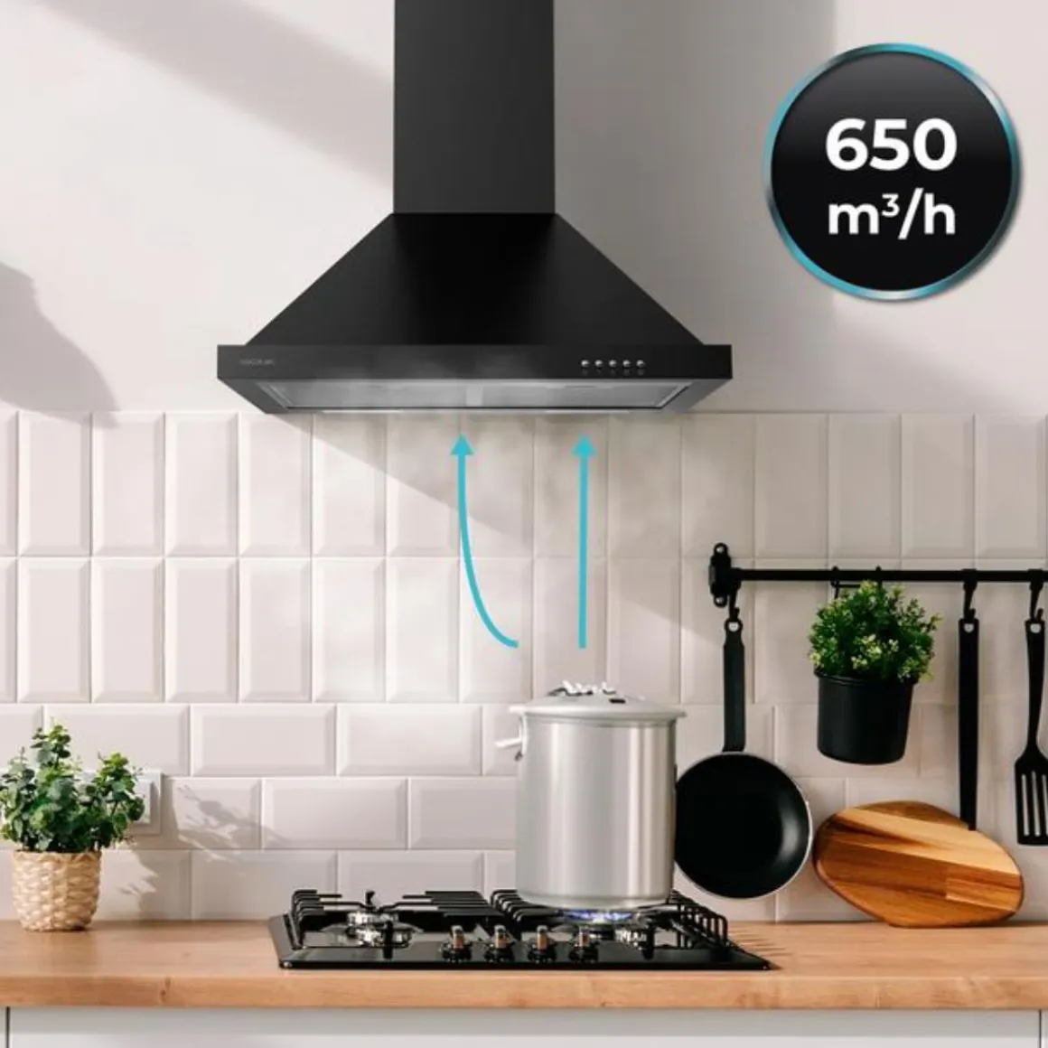 Campana piramidal Cecotec Bolero Flux PM 606500 165W 650 m³/h A negro