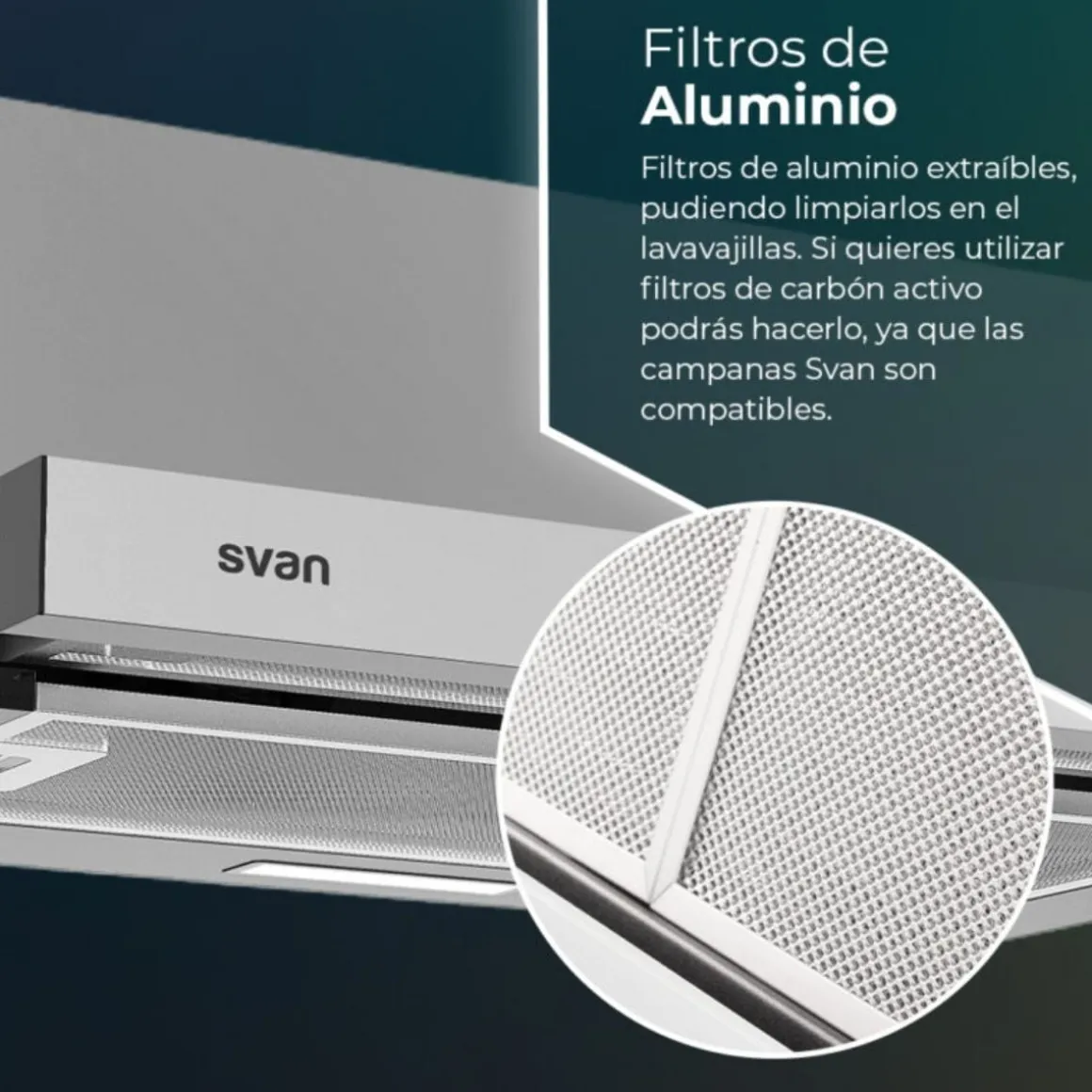 Campana telescópica Svan SCPE602AX 66,5W 301 m³/h C inox 59,5 cm