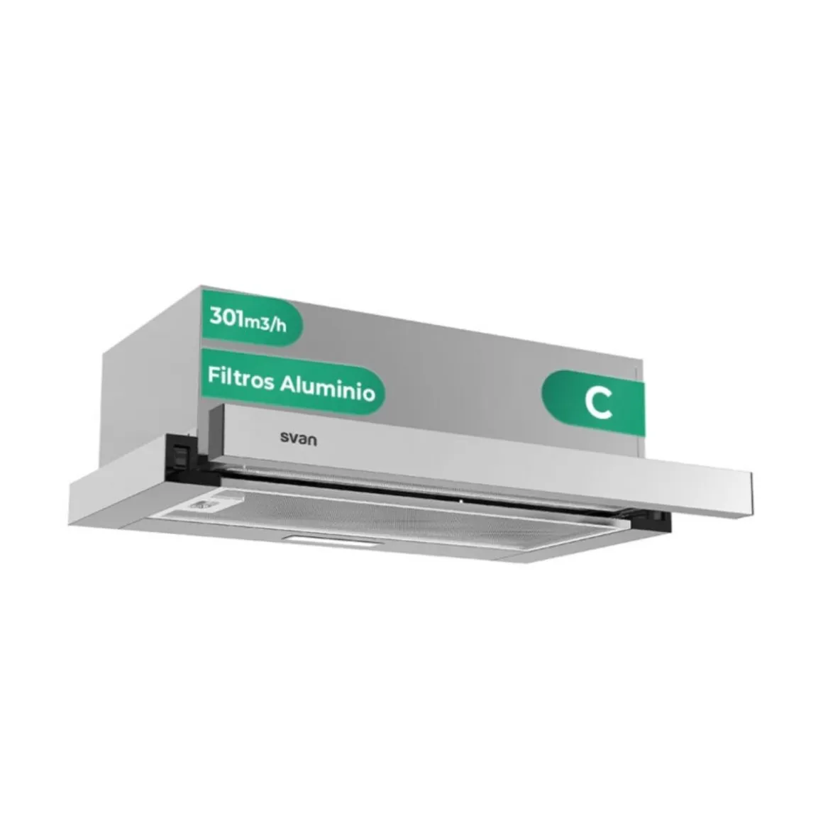 Campana telescópica Svan SCPE602AX 66,5W 301 m³/h C inox 59,5 cm