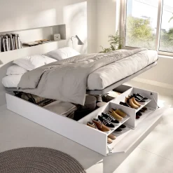 Canapé Lan diseño abatible con zapatero 12 pares blanco