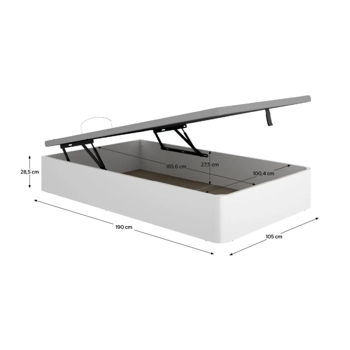Canapé Round diseño abatible con canto curvo blanco 190 cm