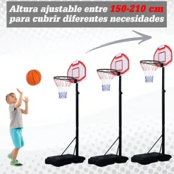 Canasta aro baloncesto ajustable 150-210 cm con soporte