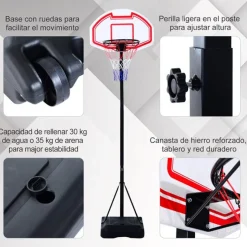 Canasta aro baloncesto ajustable 150-210 cm con soporte