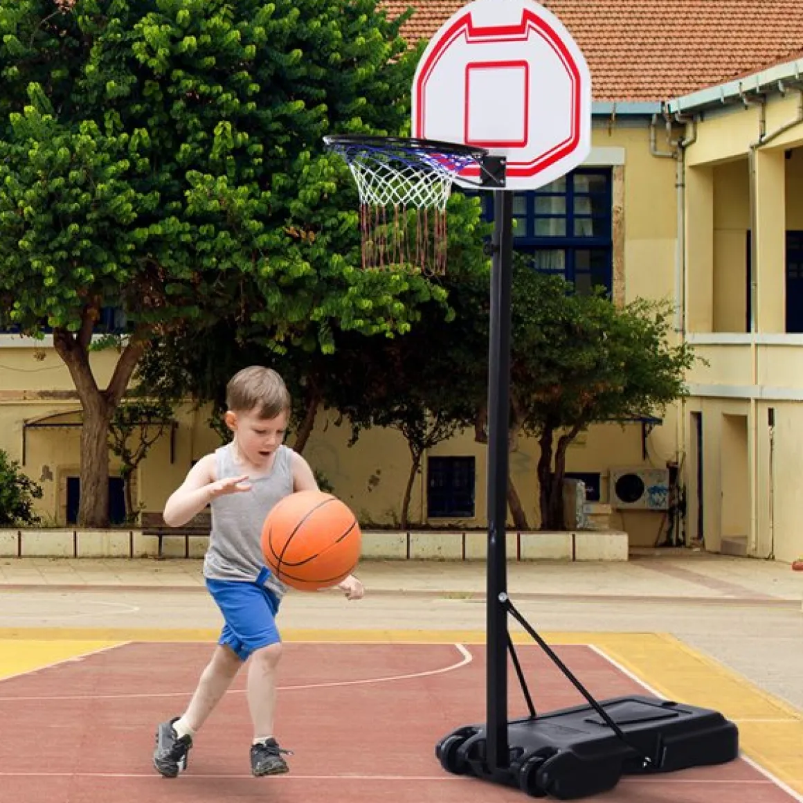 Canasta aro baloncesto ajustable 150-210 cm con soporte