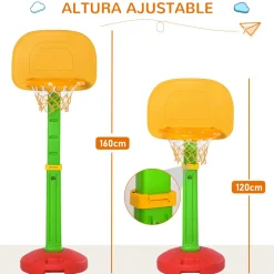 Canasta baloncesto infantil Homcom altura ajustable +3A multicolor 120-160x52,5x44 cm