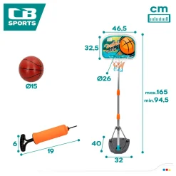 Canasta de baloncesto CB Sports + balón multicolor +3A 165 cm