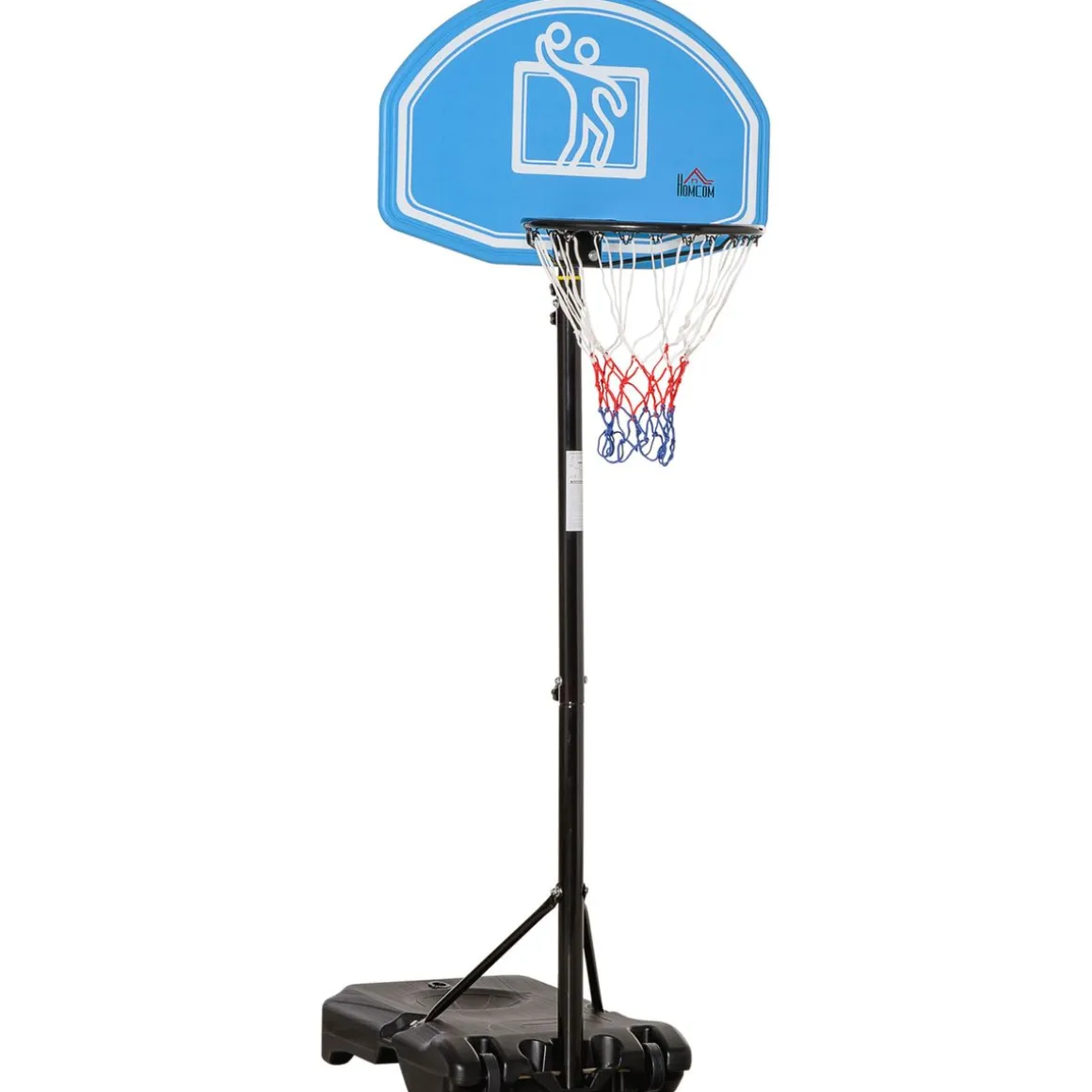 Canasta de baloncesto Gasol Homcom base rellenable + ruedas negro/azul 197,5-254x70x76 cm