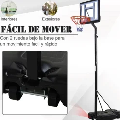 Canasta de baloncesto Homcom con soporte negro 302-352 x 86 x 90 cm