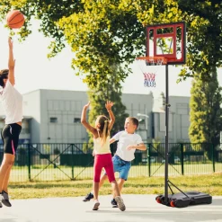 Canasta de baloncesto Jordan Homcom altura ajustable + base rellenable + ruedas rojo/negro 205-261x83x75 cm