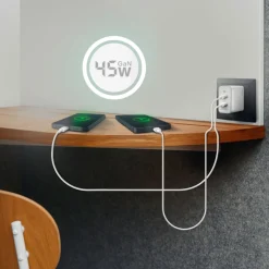 Cargador de pared Aisens ASCH-45W2P005-W 45W 2 USB-C tecnología GaN blanco