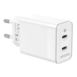 Cargador de pared Aisens ASCH-45W2P005-W 45W 2 USB-C tecnología GaN blanco