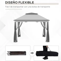 Carpa Baguo Outsunny plegable 4 mosquiteras 270x325x325 cm